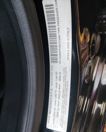 Maserati Quattroporte cena 132000 przebieg: 125000, rok produkcji 2013 z Bydgoszcz małe 667